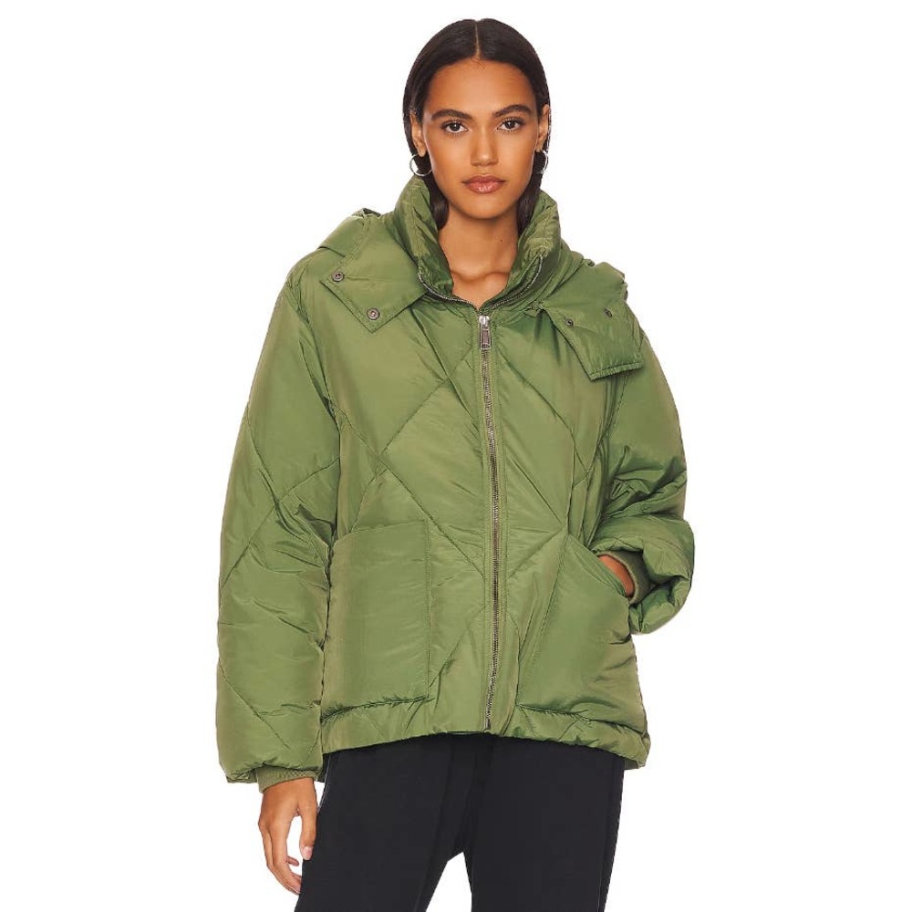 $168 MSRP Free People Womens Hooded Quilted Puffer Forest Glenn - Picture 2 of 5